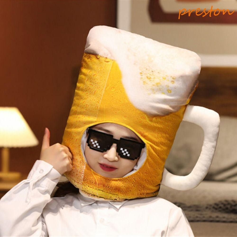 PRESTON Funny Beer Hat, Photo Props Novelty Cute Beer Hat, Creative Soft Plush Plush Beer Cap
