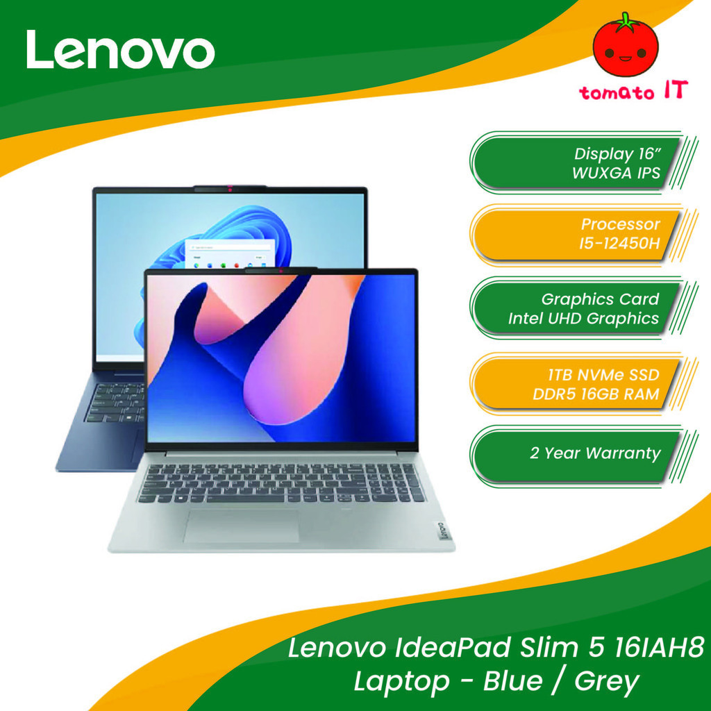 Lenovo IdeaPad Slim 5 16" - Intel I5-12450H, 16Go RAM, 1To SSD, Windows 11 - Bleu AZERTY