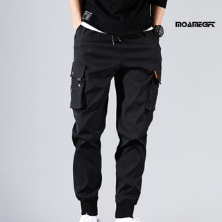 [MOA] Pants Solid Color Thin Male Men Beam Feet Cargo Pants for Daily ...