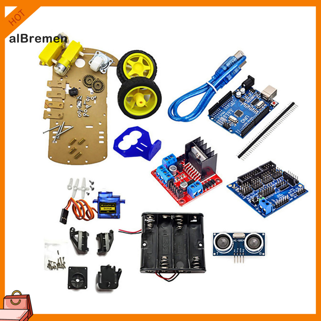 (New) Smart Car Kit Plastic Learning Robot Ultrasonic Auto Module Kids ...