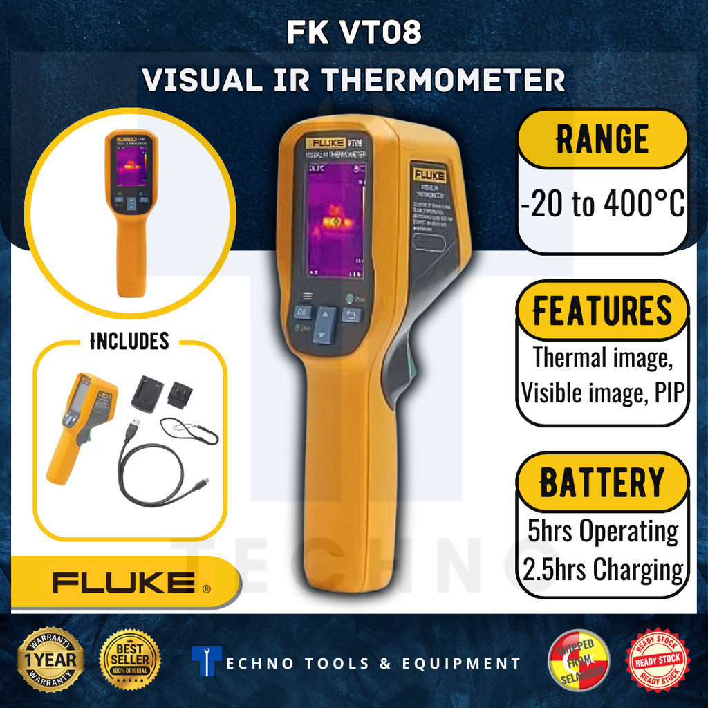 Fluke VT08 Visual IR Thermometer -20 to 400 °C | 12 Month Warranty ...