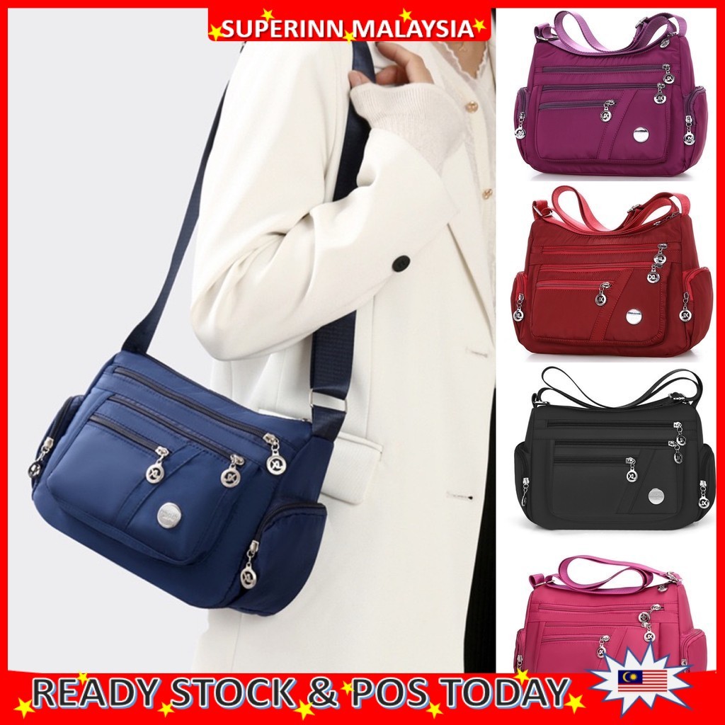 READY STOCK SUPERINN Waterproof Women Handbag Nylon Sling Travel Bag ...
