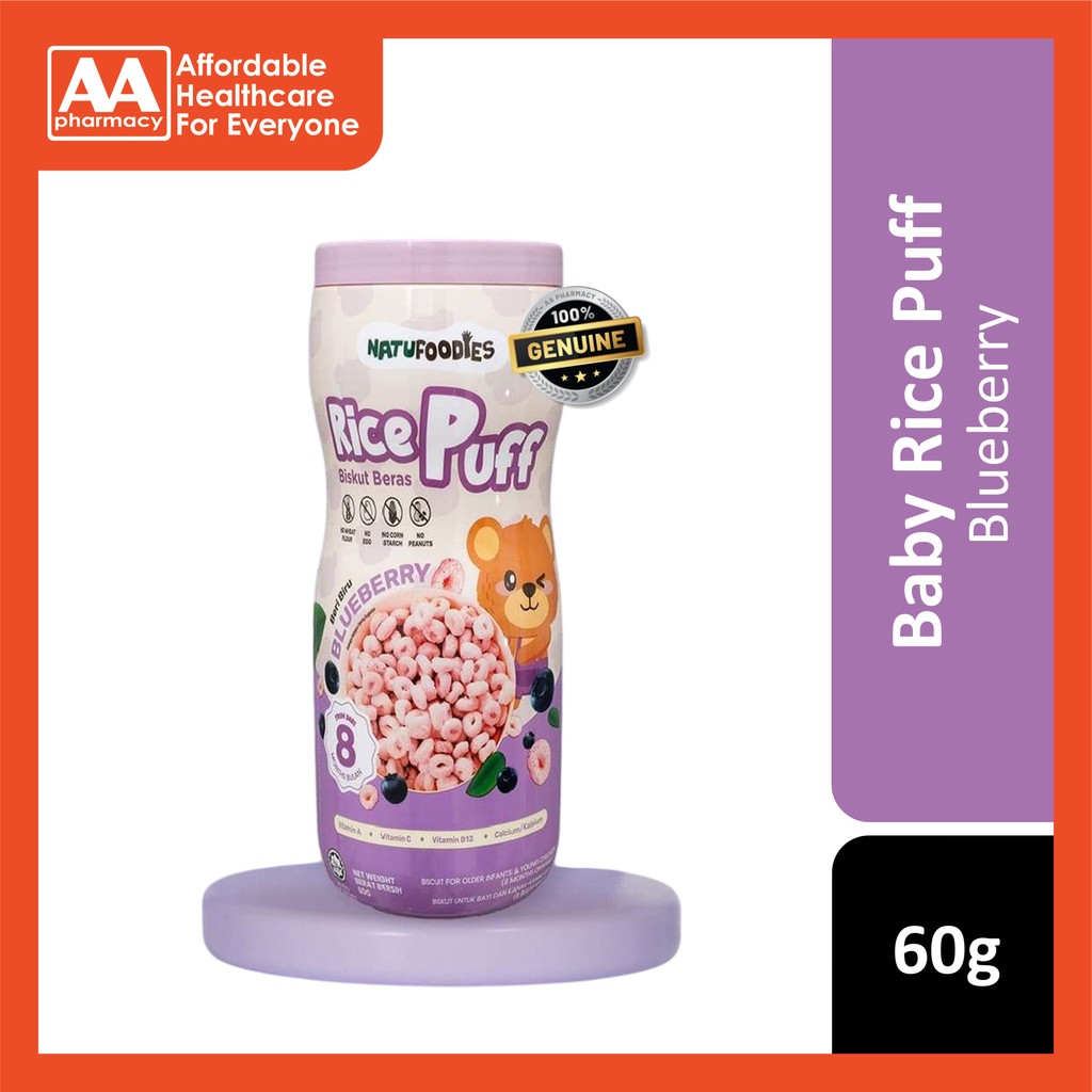 Natufoodies Rice Puff Blueberry 60g (For 8+ Months) | Shopee Malaysia