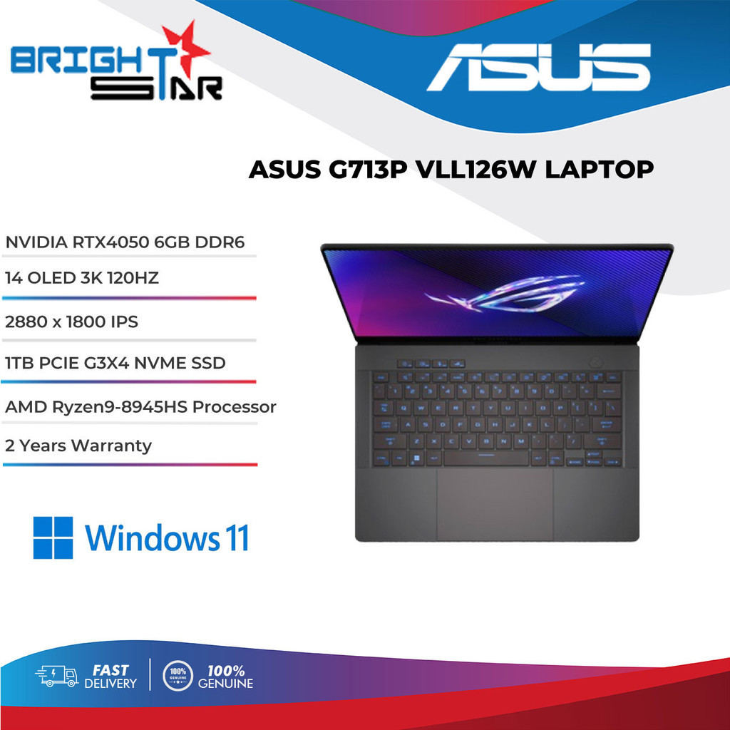 ASUS ROG ZEPHYRUS G14 GA403UUQS100WO /14 OLED 3K 120HZ/R98945HS/16GB/1TB/NVIDIA RTX4050/W11/2Y