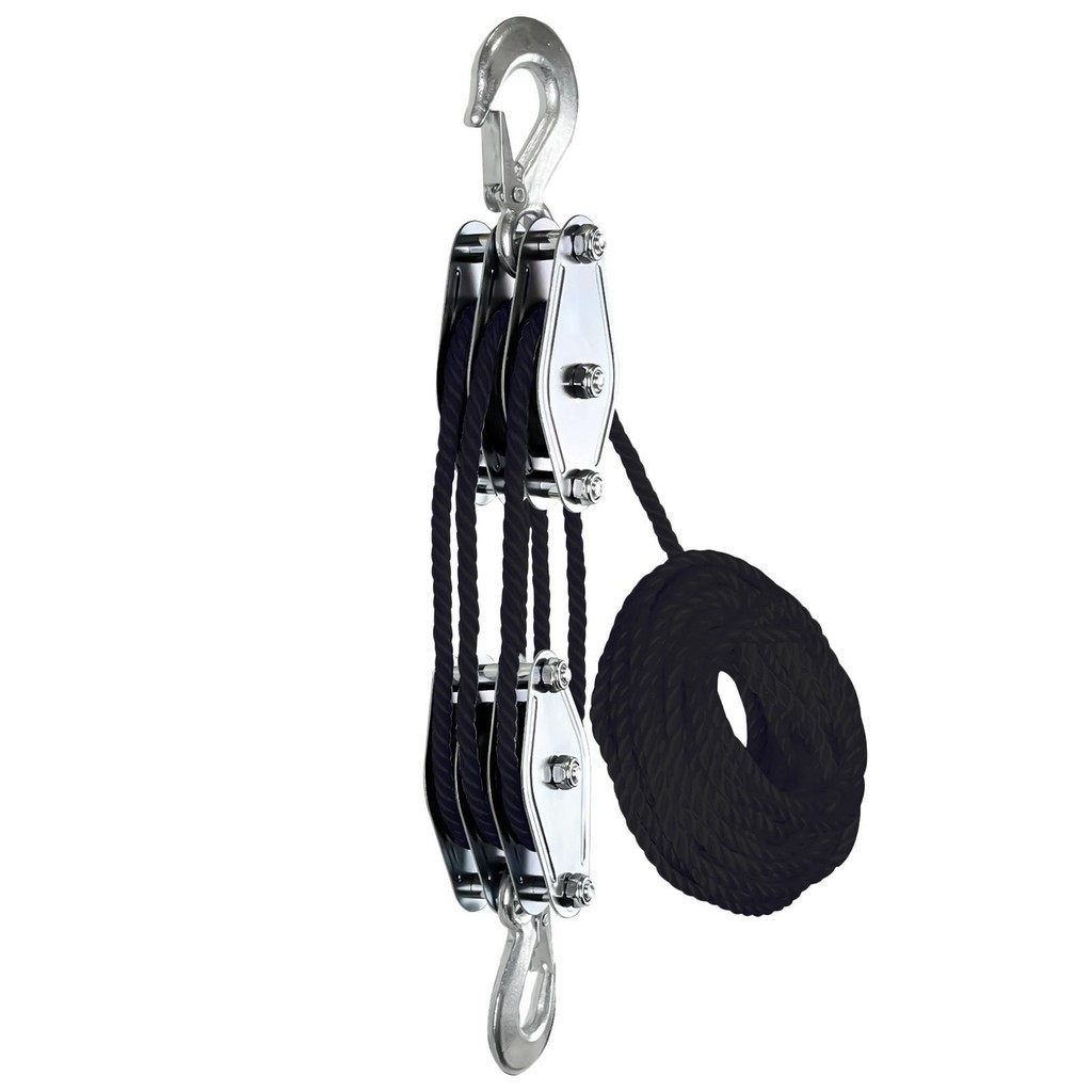 Block and Tackle Pulley Hoist - 2200 lb Opslag Force High Duty Rope