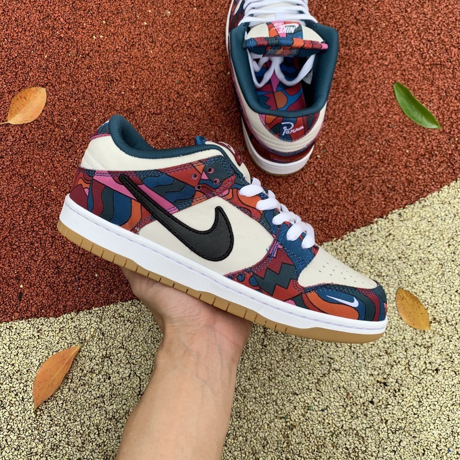 * 100% Ori * 2021new Parra Nike SB Dunk Low abstract art White Blue Red ...