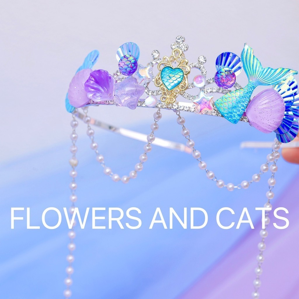 Fishtail Crown Headband Pearl Wish Ocean Princess Birthday Dress Up ...