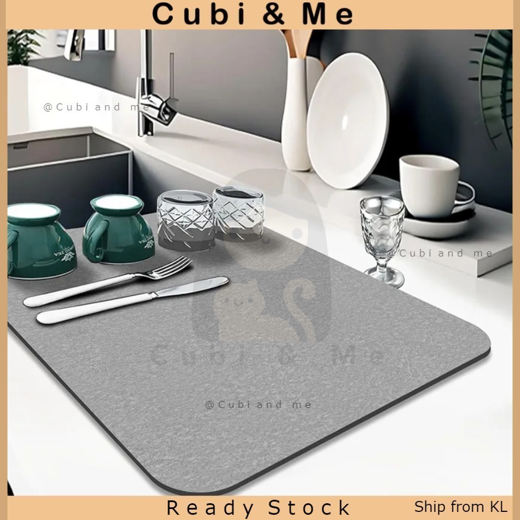 C&M Dish Drying Mat for Kitchen Counter Absorbent Rubber Backed Non Slip  Quick Drying Coffee Mat