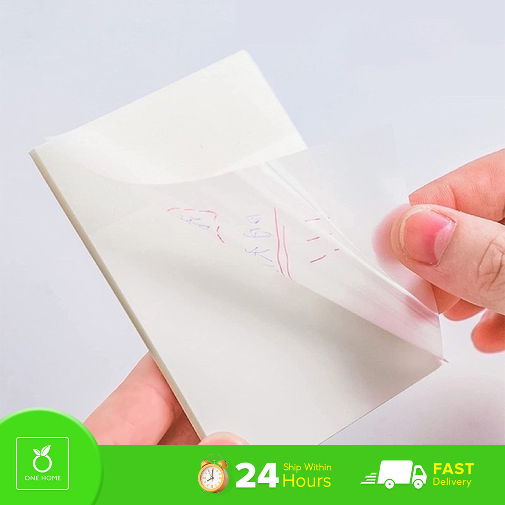 One Home Waterproof Transparent Sticky Notes School Office Supplies 50 ...