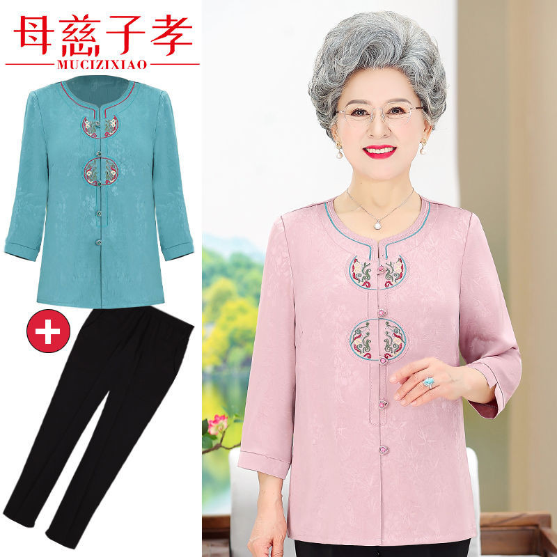 Elderly Clothes Blouse Mother Shirts 60 Years Old 70 Grandma Tops ...