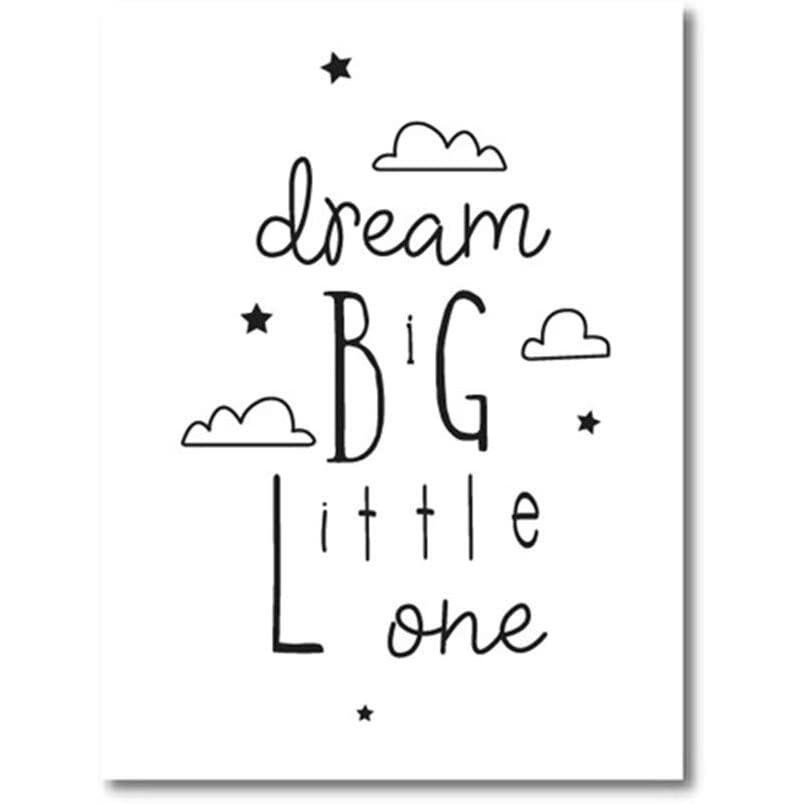 Canvas HD Print Pictures Wall Art Nursery Dream Big Little One Quote ...