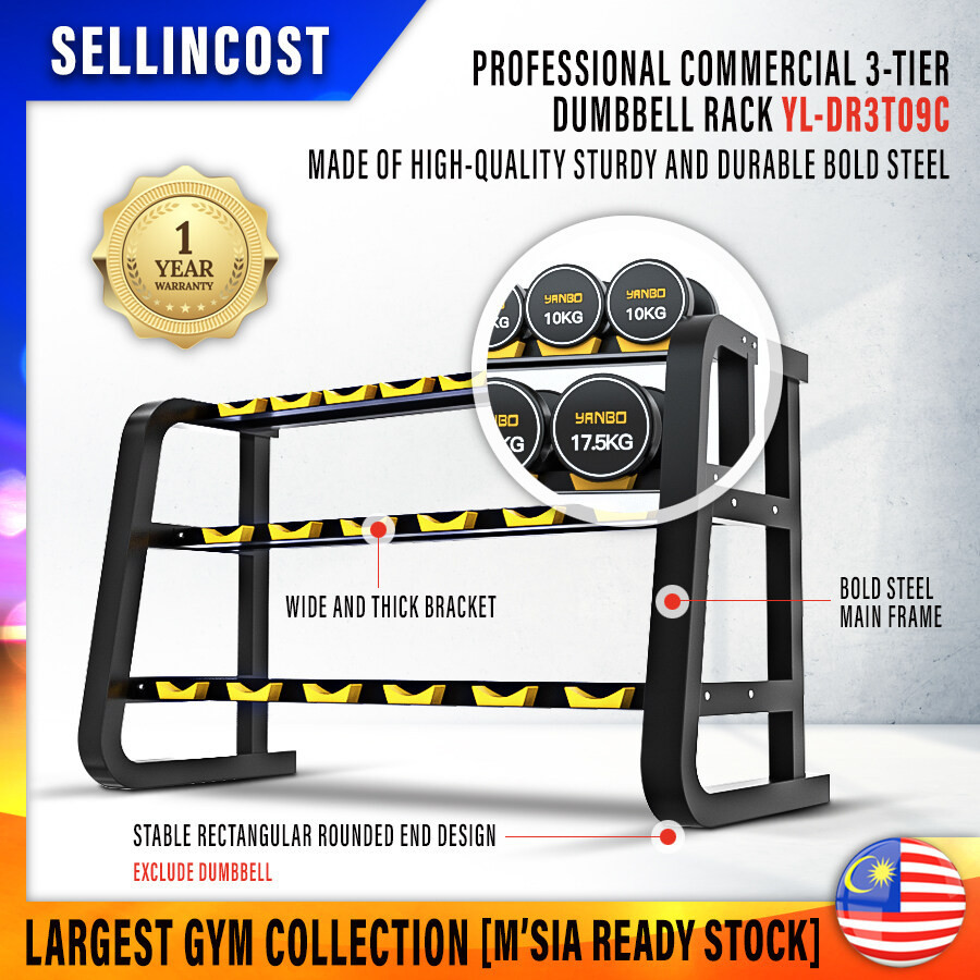 Heavy Duty 3 Tiers Horizontal Dumbbell Rack Multilevel Storage Weight ...