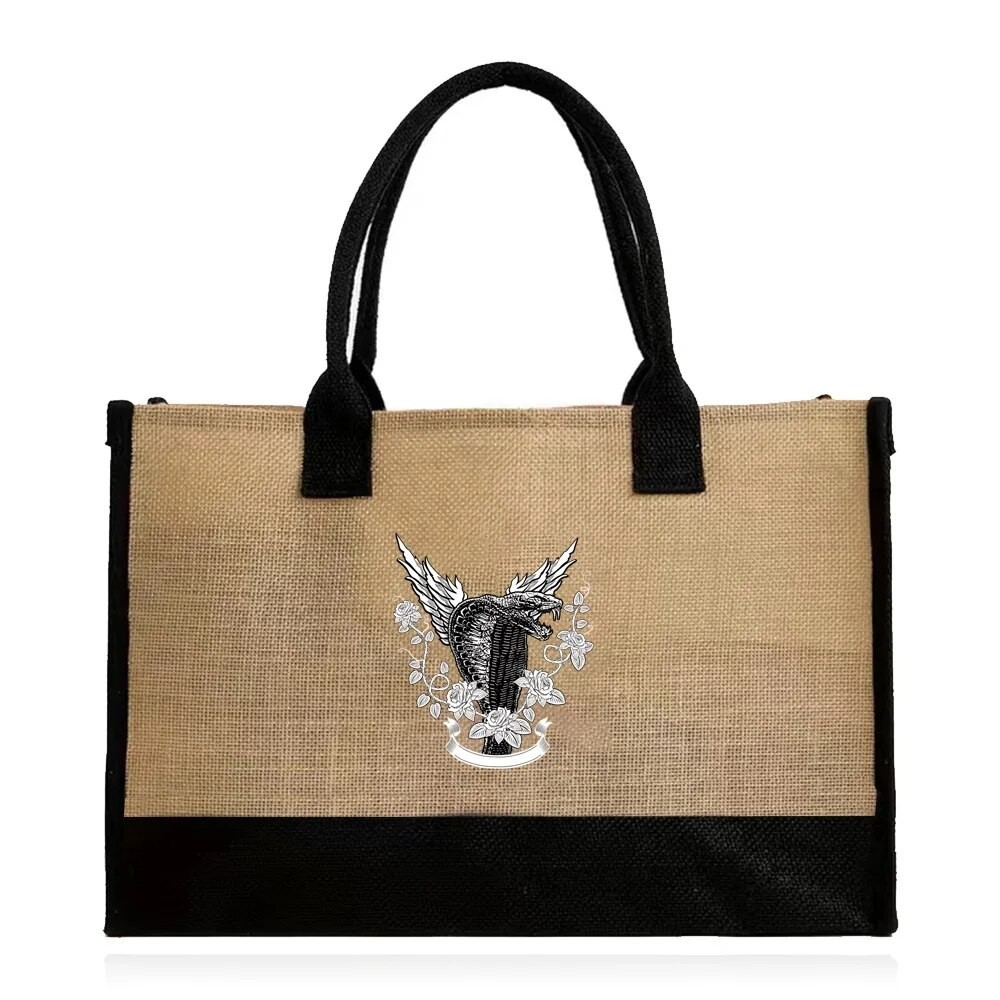 Jute Handbag Lady Tote Bag Waterpoof Jute Bag Printing Cobra Series ...