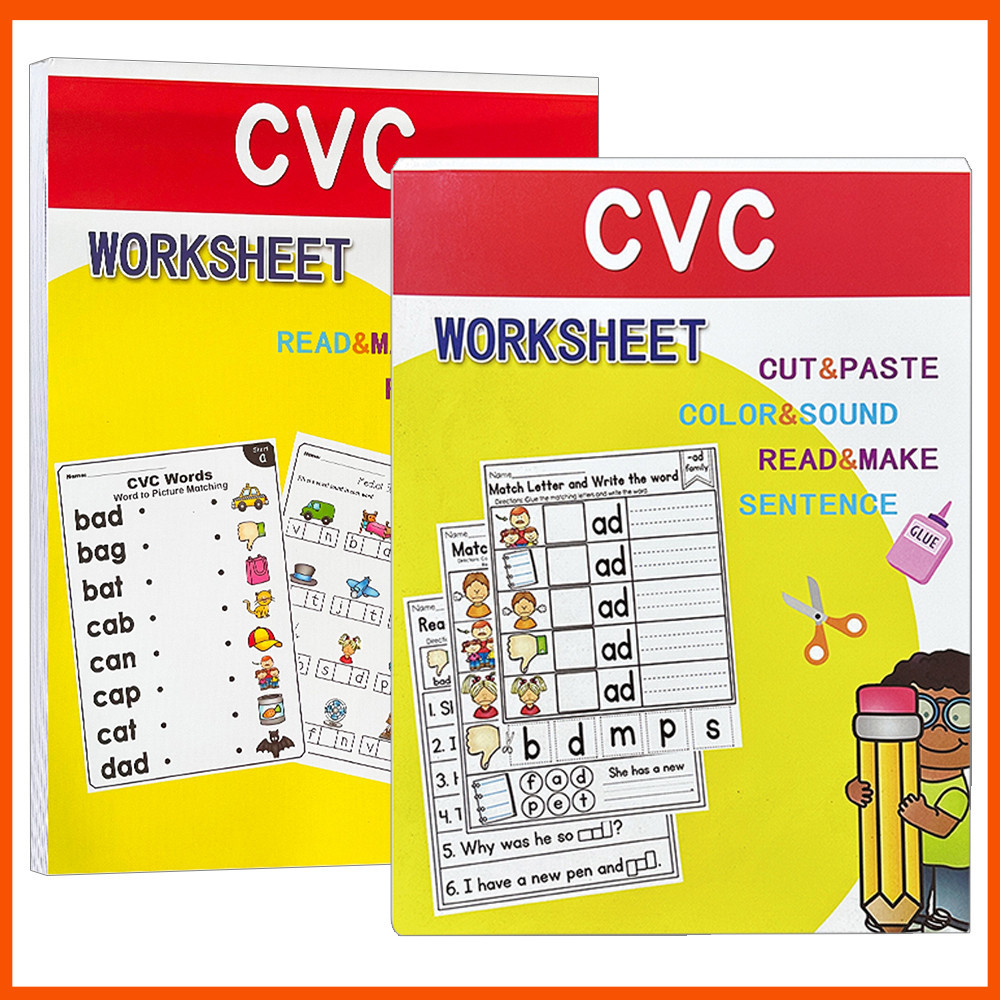 English CVC Words Phonics Learning Workbook Read & Match & Sound ...