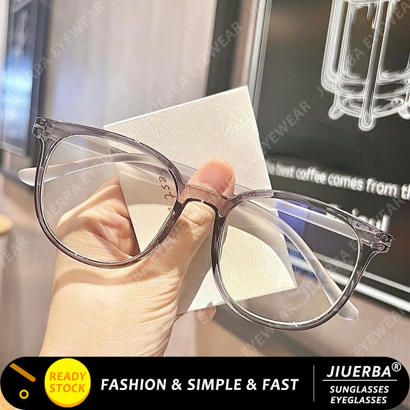 Jiuerba Grey Round Frame Eyeglasses For Women Korean Fashion Ultra