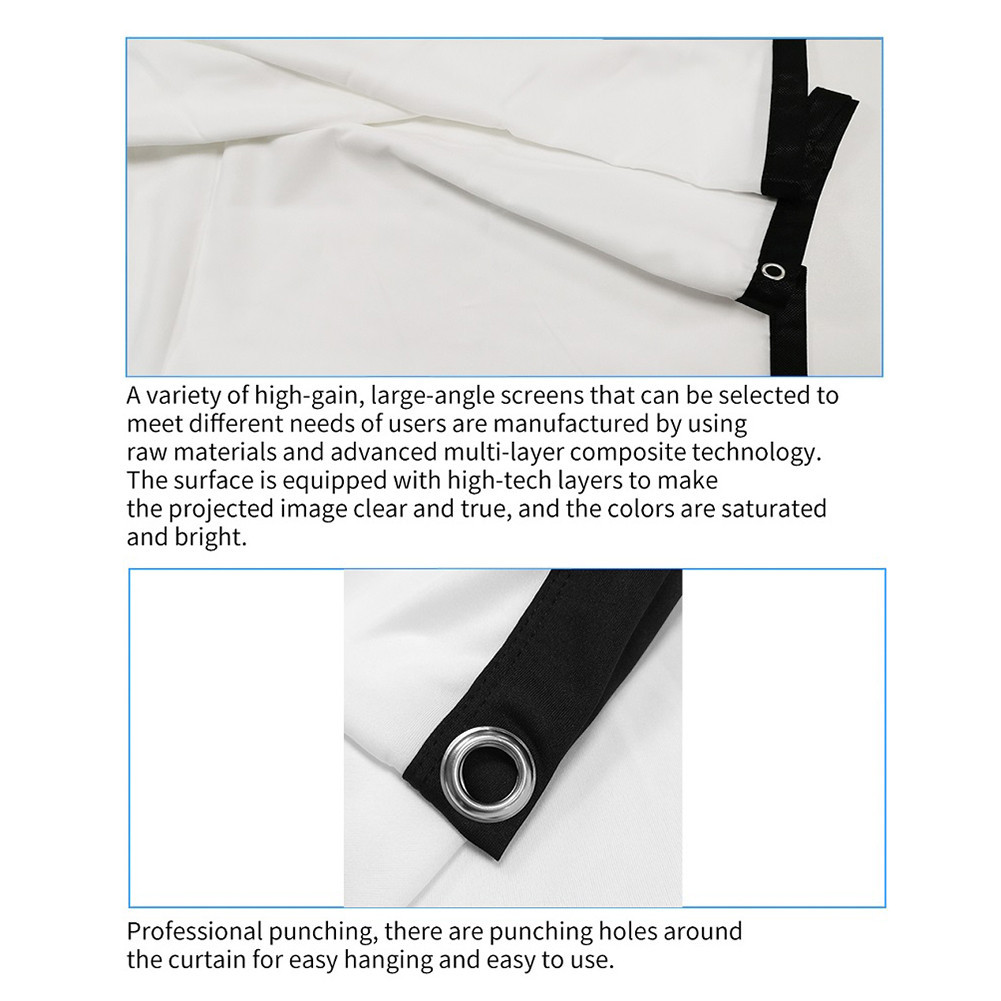 Rain 16:9 Projector Screen Projection Reflective Curtain Screen Simple ...
