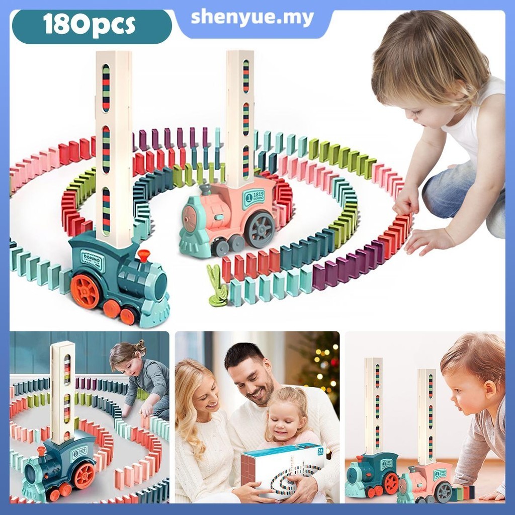 180Pcs Domino Train Set Fun Dominos Train Blocks Set with Color Light ...