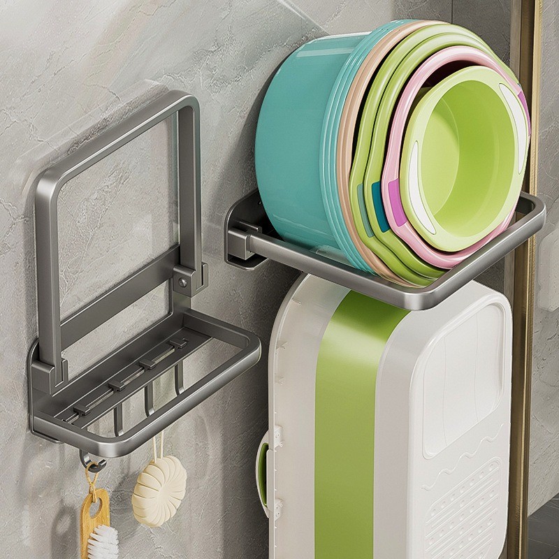 Washbasin Storage Rack Toilet Wall-Mounted Perforated Basin Rack ...