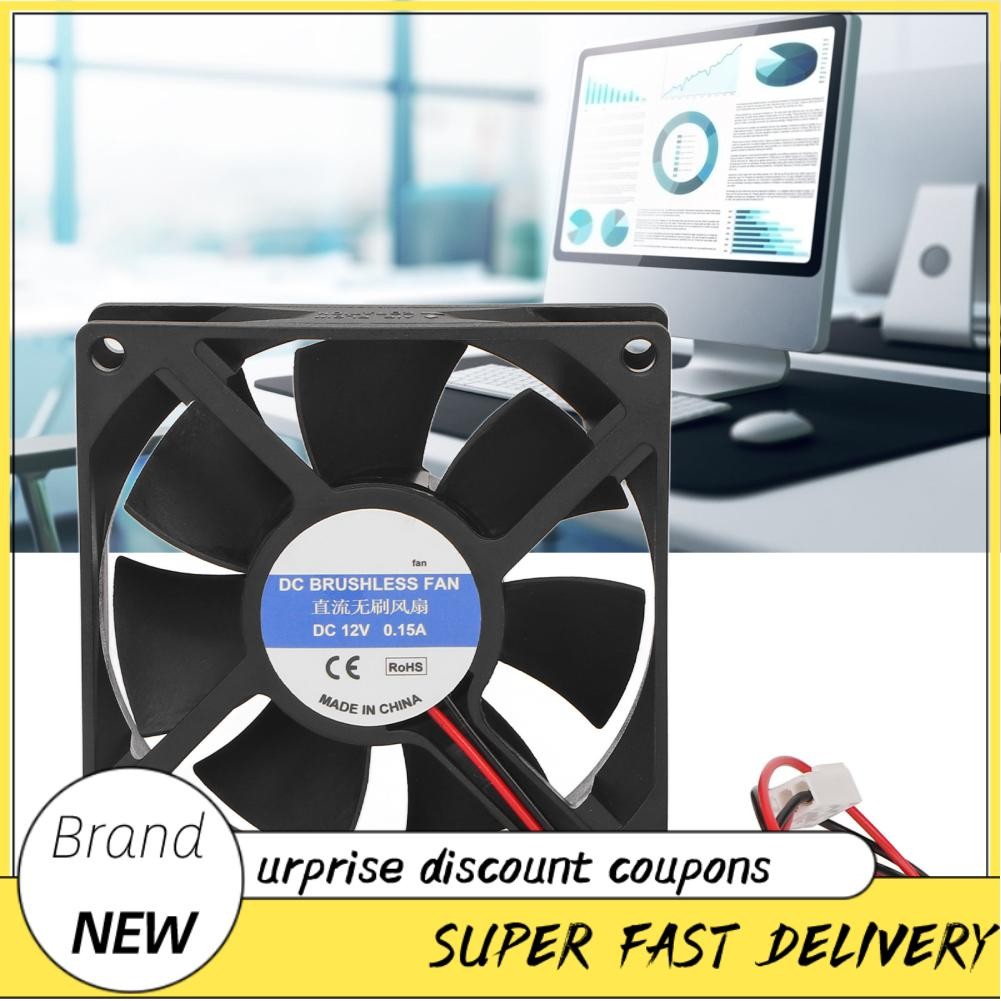 Freemarket CPU Cooling Fan 80mm Quiet 3Pin Connector Black ABS Easy ...