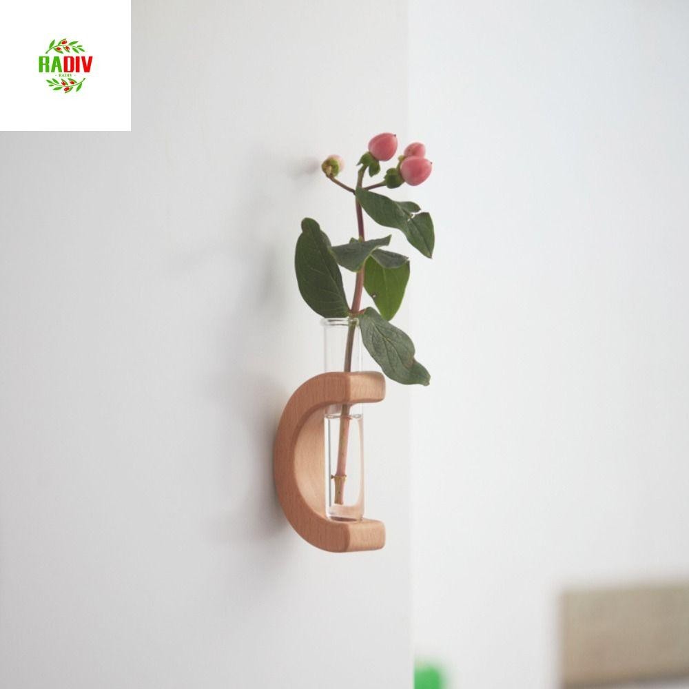 RADIV Test Tube Vase, Solid Wood Creative DIY Simulation Flower Vase ...