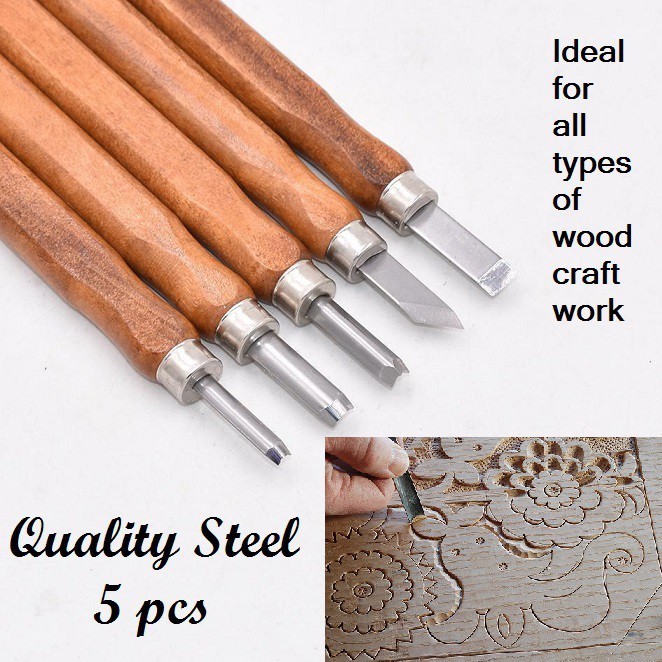Wood Knife 5 PCS Set Wood Carving Chisel Kit Carpenter Hand Tool - Art ...