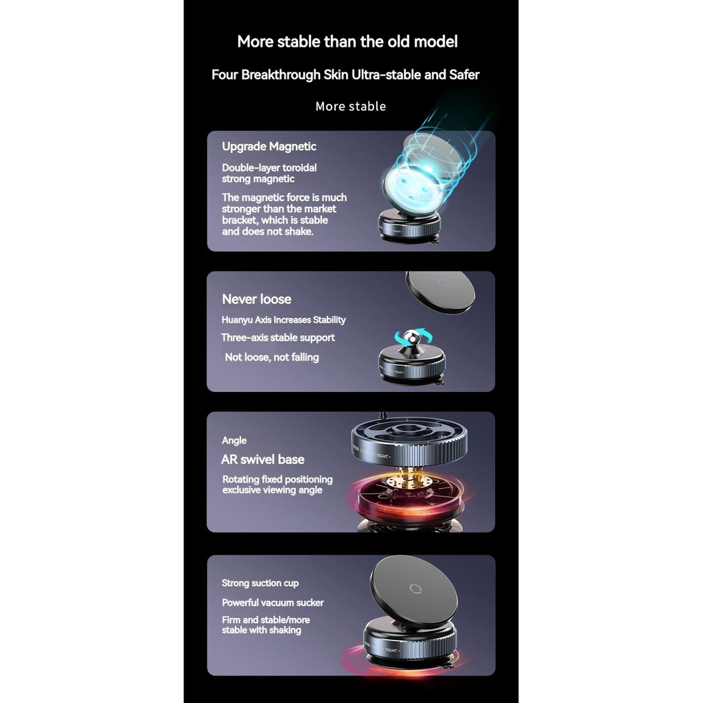 Vacuum Magnetic Car Phone Holder, Universal Suction Cup, Mirror Gym ...