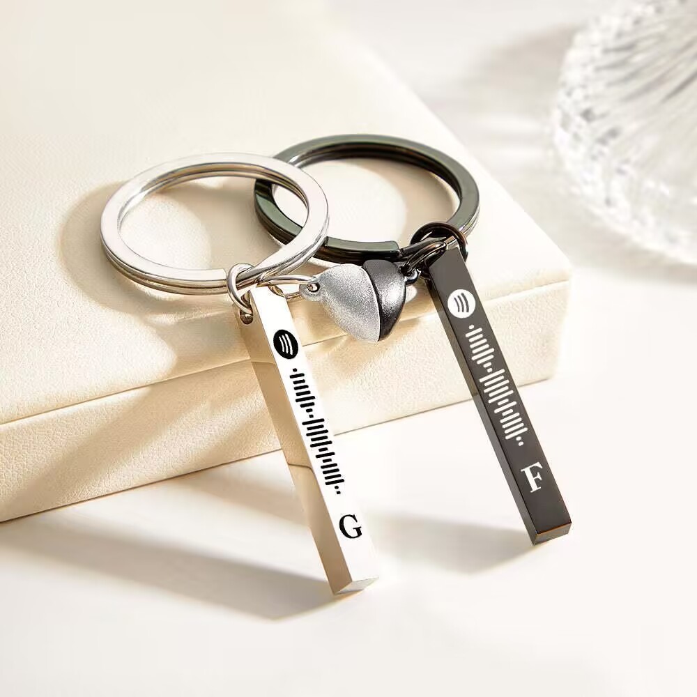 New Custom Spotify Code Couple Magnetic Suction Heart Keychain ...