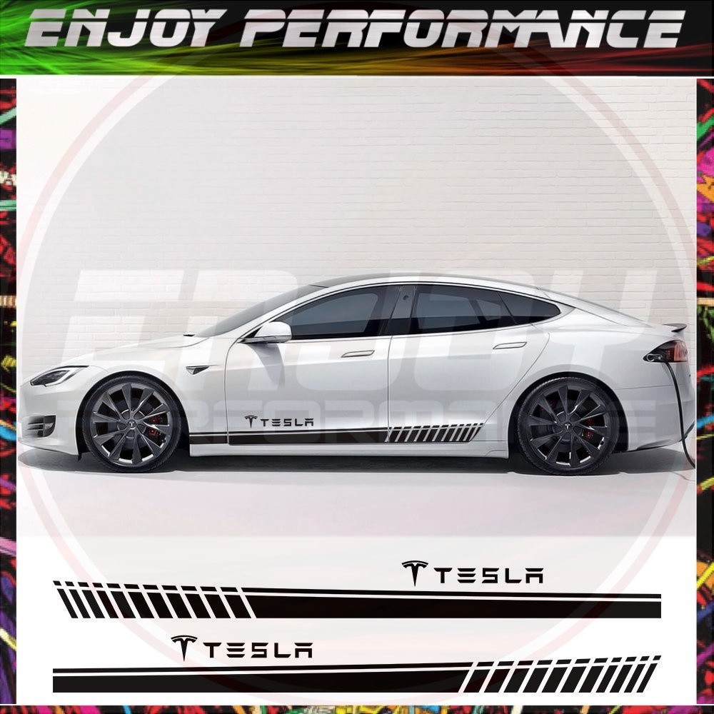 2PCS Car Door Side Stickers For Tesla Model 3 S X Y Auto Tuning Skirt ...