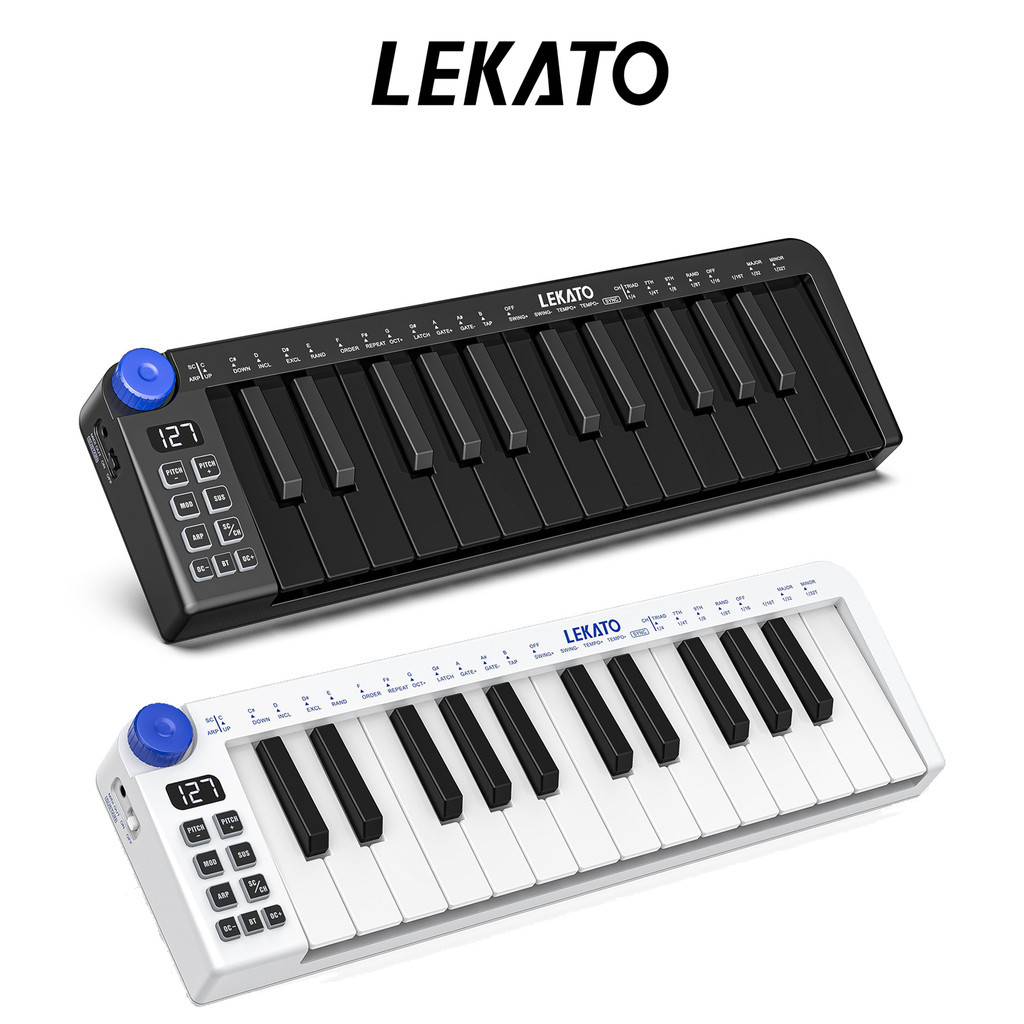 LEKATO Mini MIDI Keyboard 25 Key MIDI Controller Rechargeable Bluetooth ...