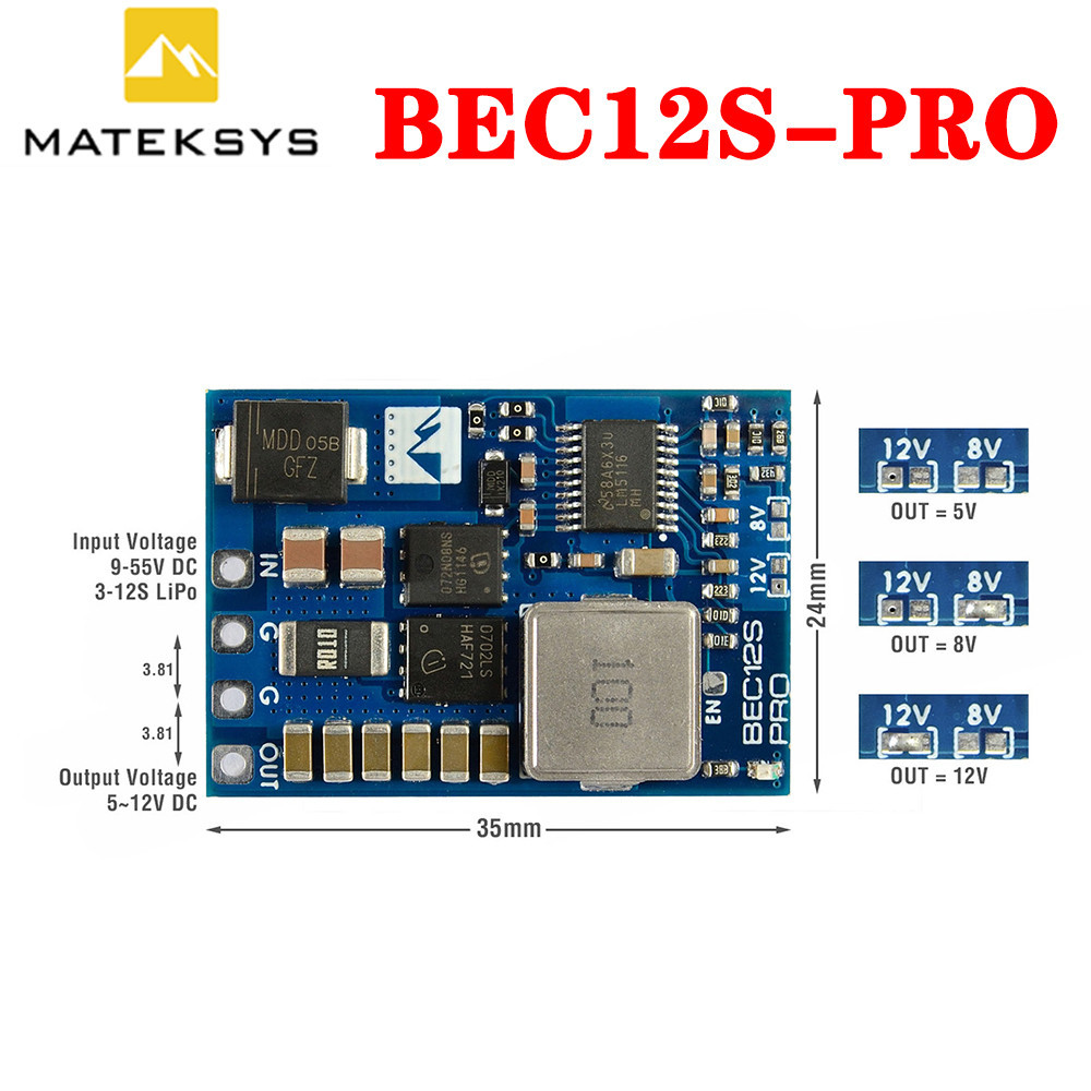 MATEK BEC12S-PRO 9-55V TO 5V/8V/12V-5A Bec Module Overcurrent ...