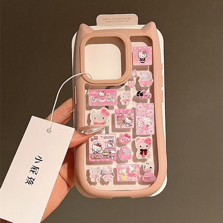 Lovely Pink Cat Hello Kitty Cat Emoji Cat Ear Phone Case for Iphone 11 ...