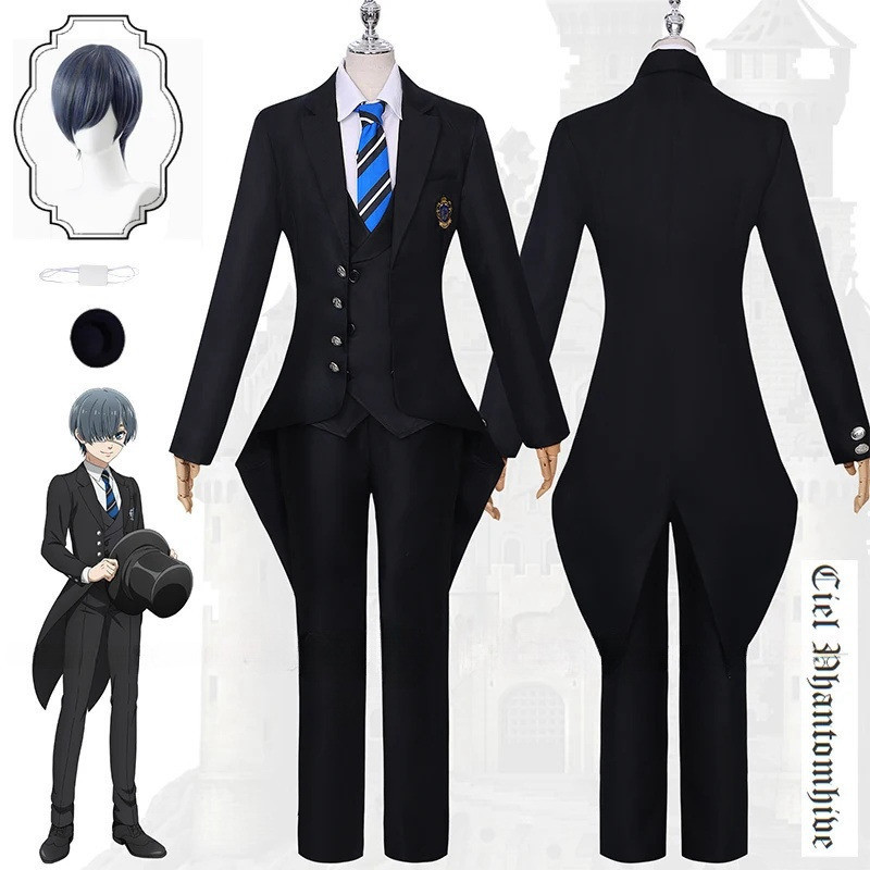 Earl Ciel Phantomhive Cosplay Costume Wig Anime Kuroshitsuji Season 4 ...