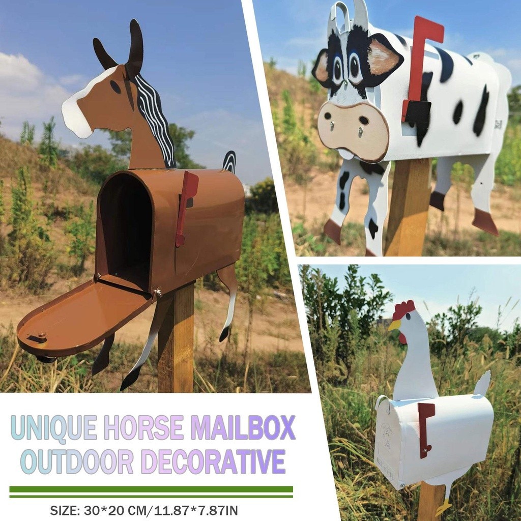 8SGU Unique Chicken Cow Mailbox Metal Wall Mounted Post Box ...