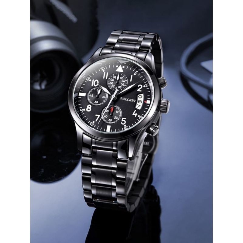 Vallkin three dial stainless steel business watch discount