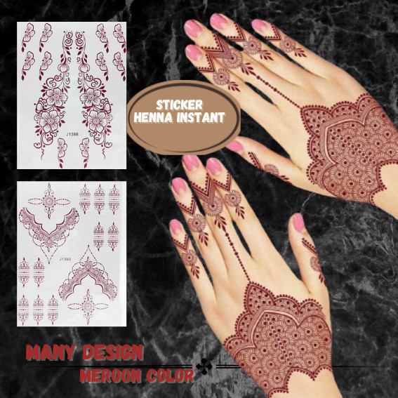 HENNA INSTANT INAI TATTOO STIKER MEROON INAI PENGANTIN / TUNANG / NIKAH ...