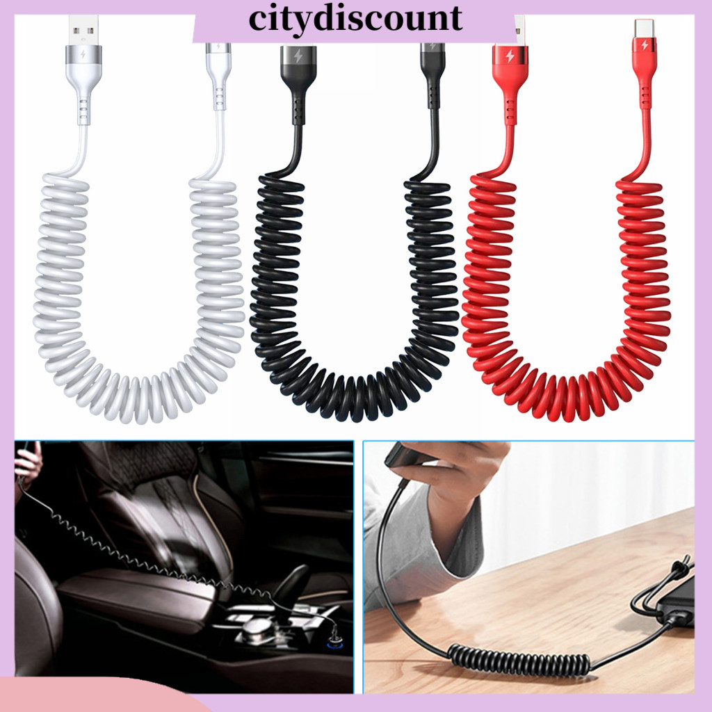 Charger Cable for Iphone 15 Pro Max Coiled Car Charger Cable Fast