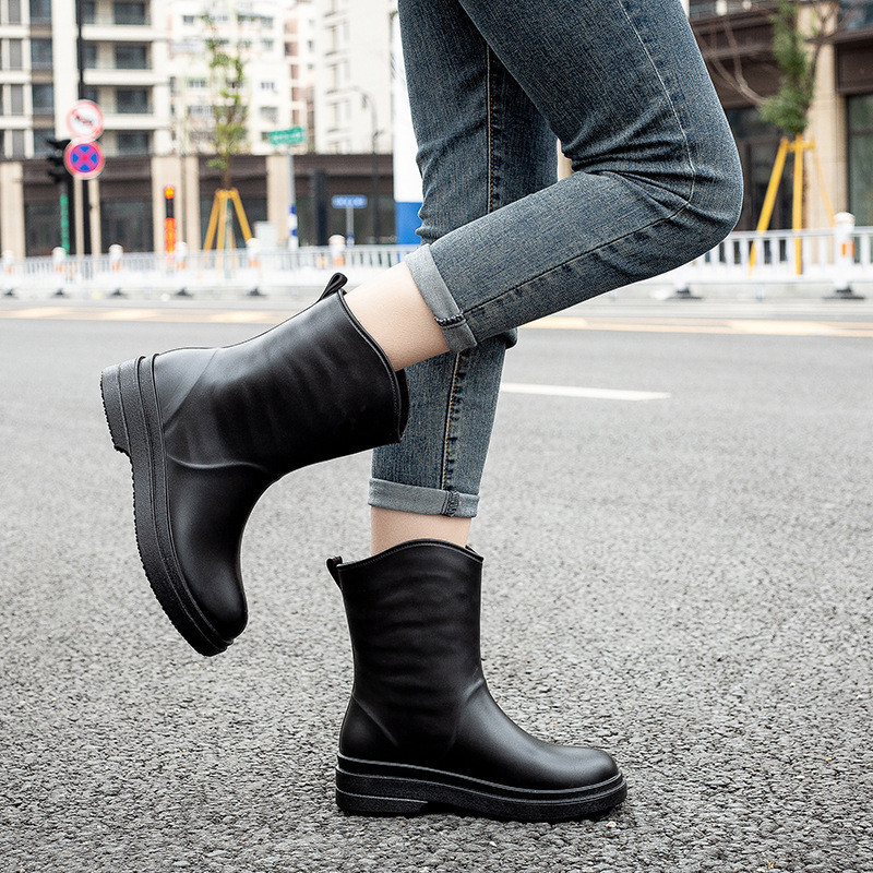New Women's Mid-Calf Rain Boots Fashionable Korean Style Non-Slip ...