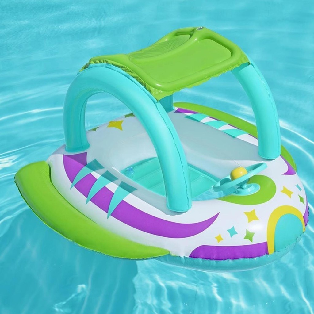 Baby Inflatable Pool Float Anti UV Sun Protection Canopy Attaches And