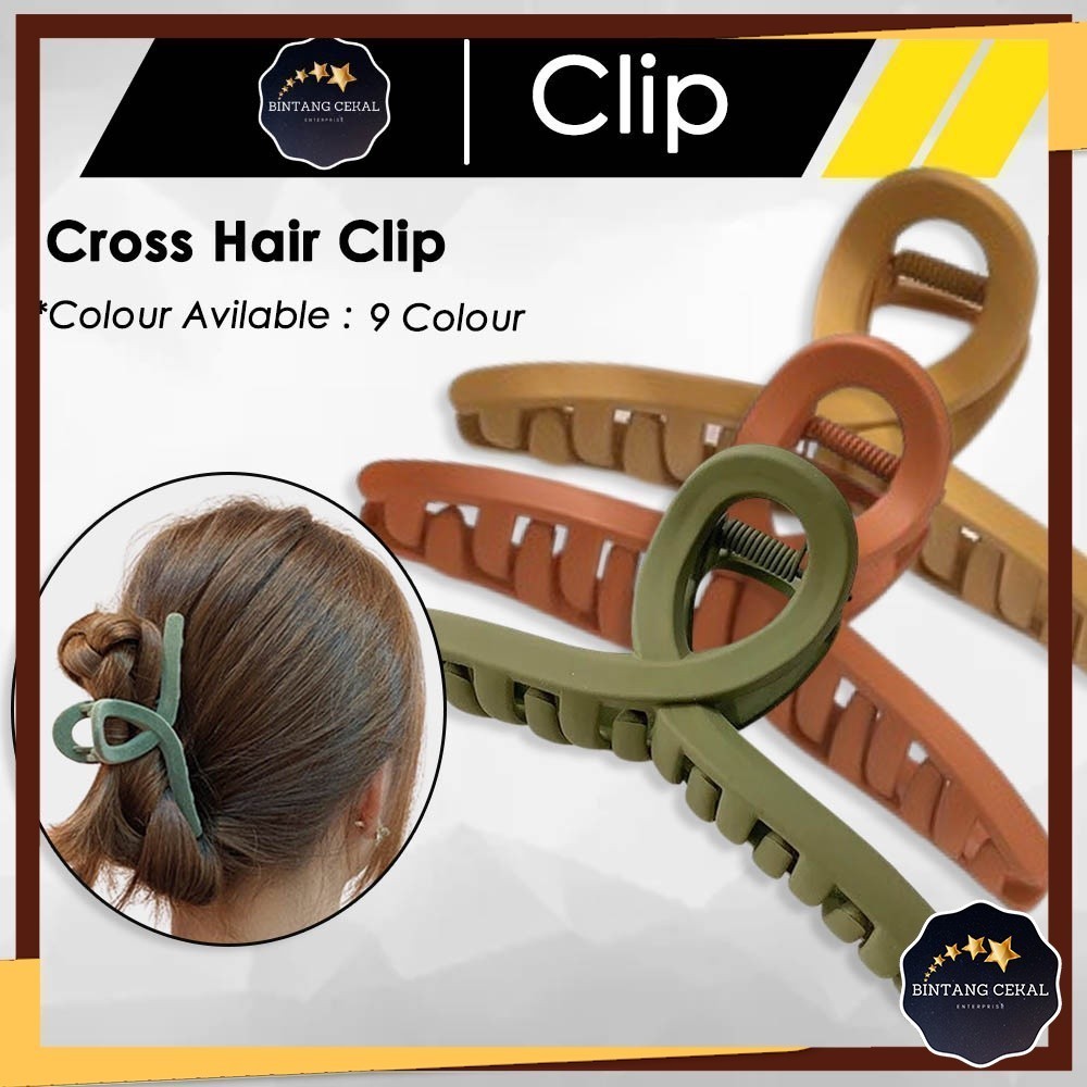 BC Korean Hair Claw Clip Hair Cross Design Plastic Pin Matte Colour ...
