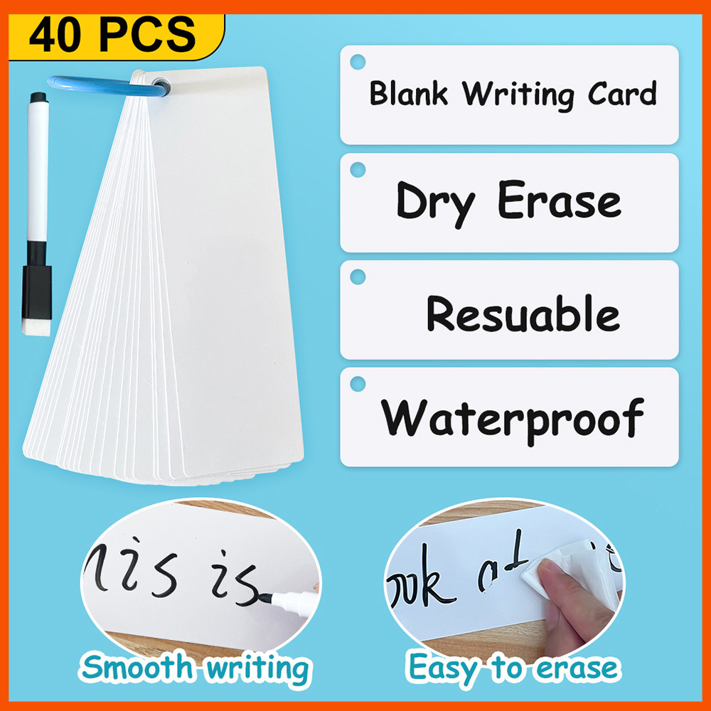 40pcs Portable Blank Writing Card Dry Erase Card Diy Graffiti Game Card 