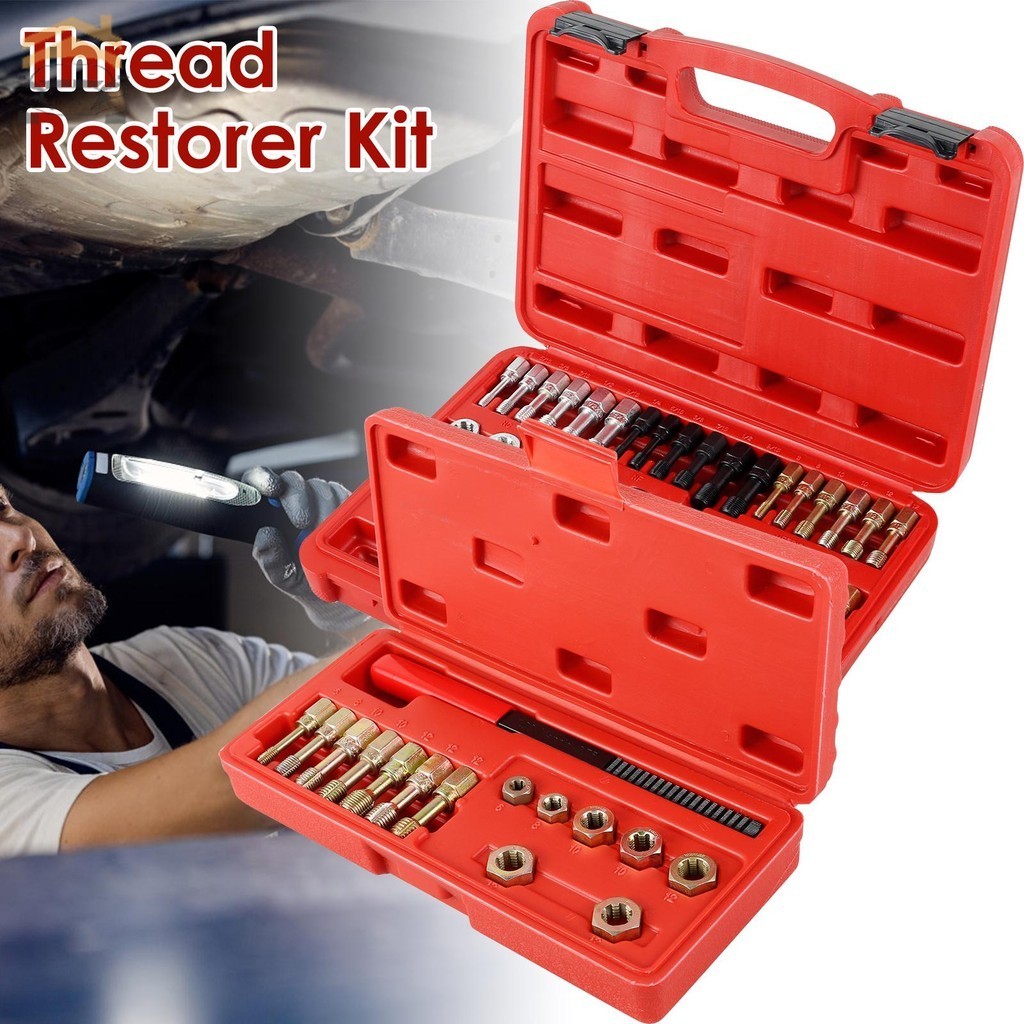 15/42Pcs Thread Restorer Kit Car Rethreading Repair Tool Set UNC/UNF ...