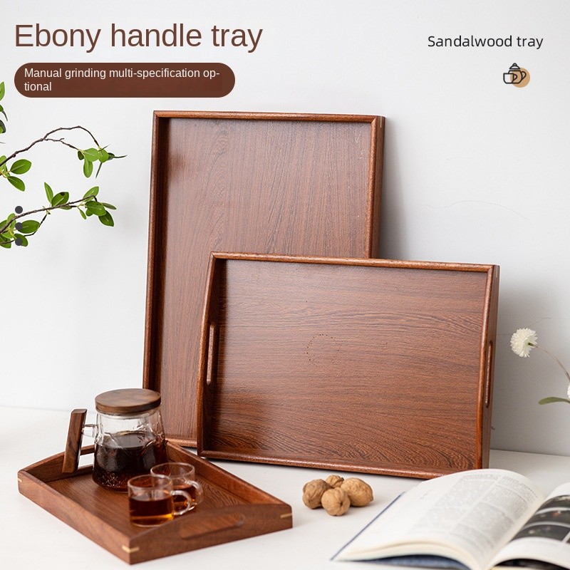 Ebony Tea Tray New Chinese Wooden Small Tea Tray Rectangular Handle Tea ...