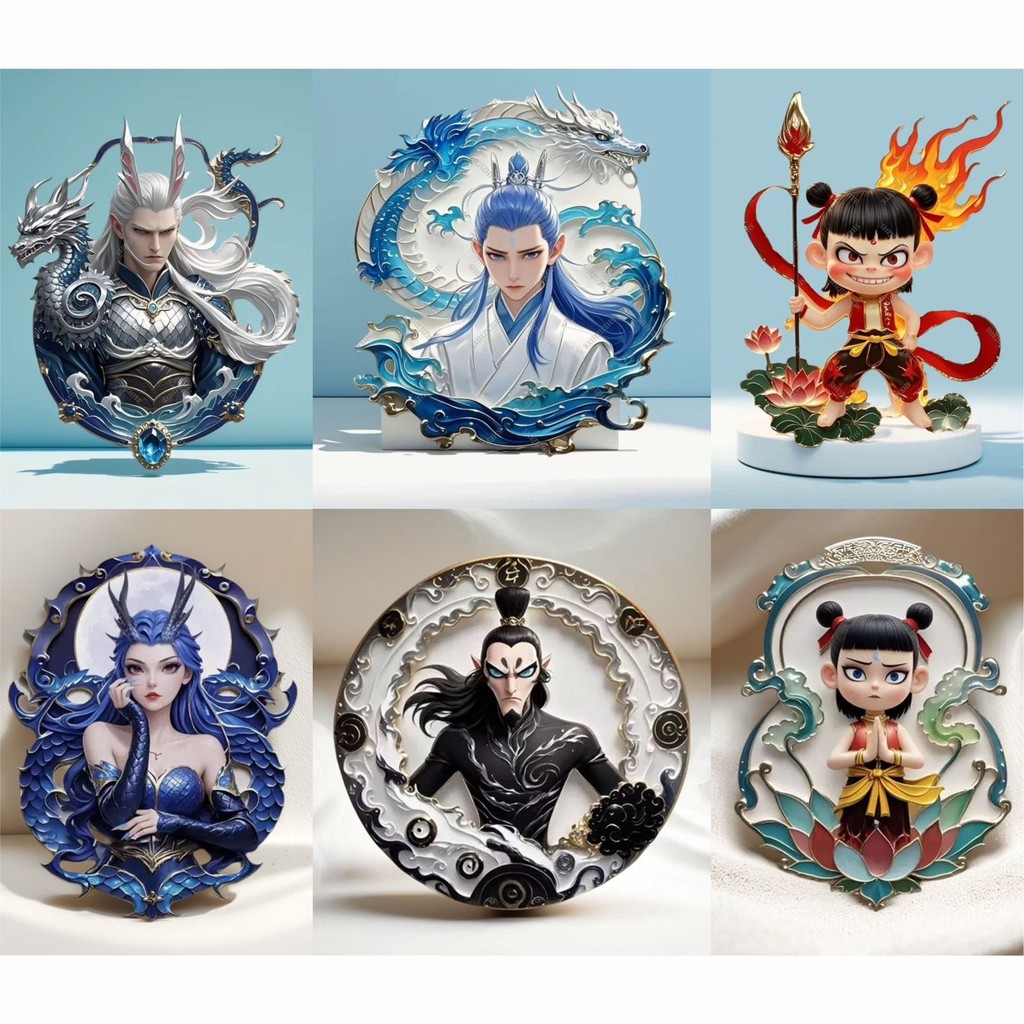 Nezha refrigerator sticker metal movie demon kids 2 anime character Ao ...