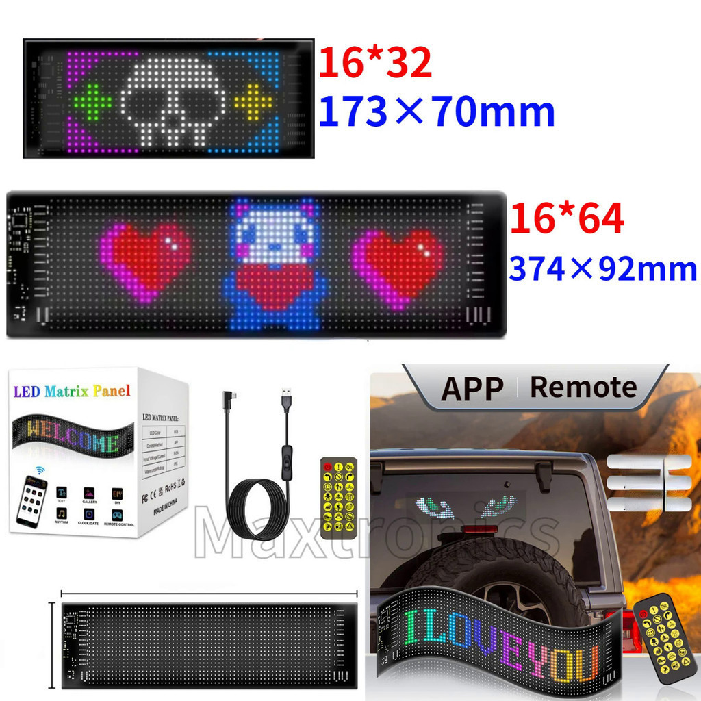 NEW LED Matrix Pixel Panel with Remote Bluetooth App Control Scrolling ...