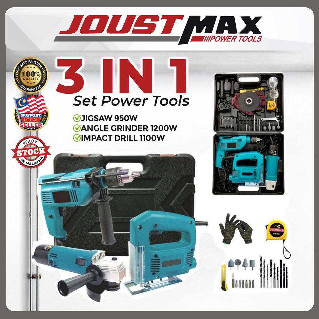 Power Tool Brushless 3 in 1 Combo Set - Angle Grinder 1200W Jigsaw 950W ...