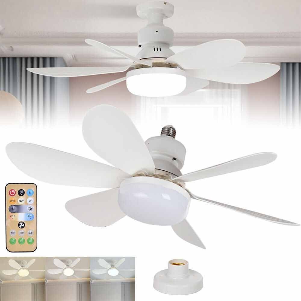 Modern Led Ceiling Fan with Light Dimmable E27 Bedroom Living Room Fan