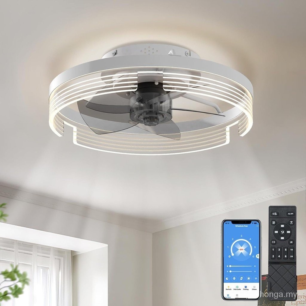 Surnie Flush Mount Ceiling Fans with Lights, 15.7