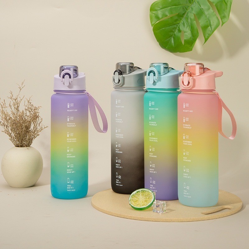 Water Jug 1000ML BPA Free Motivational Sports Water Bottle Leakproof ...