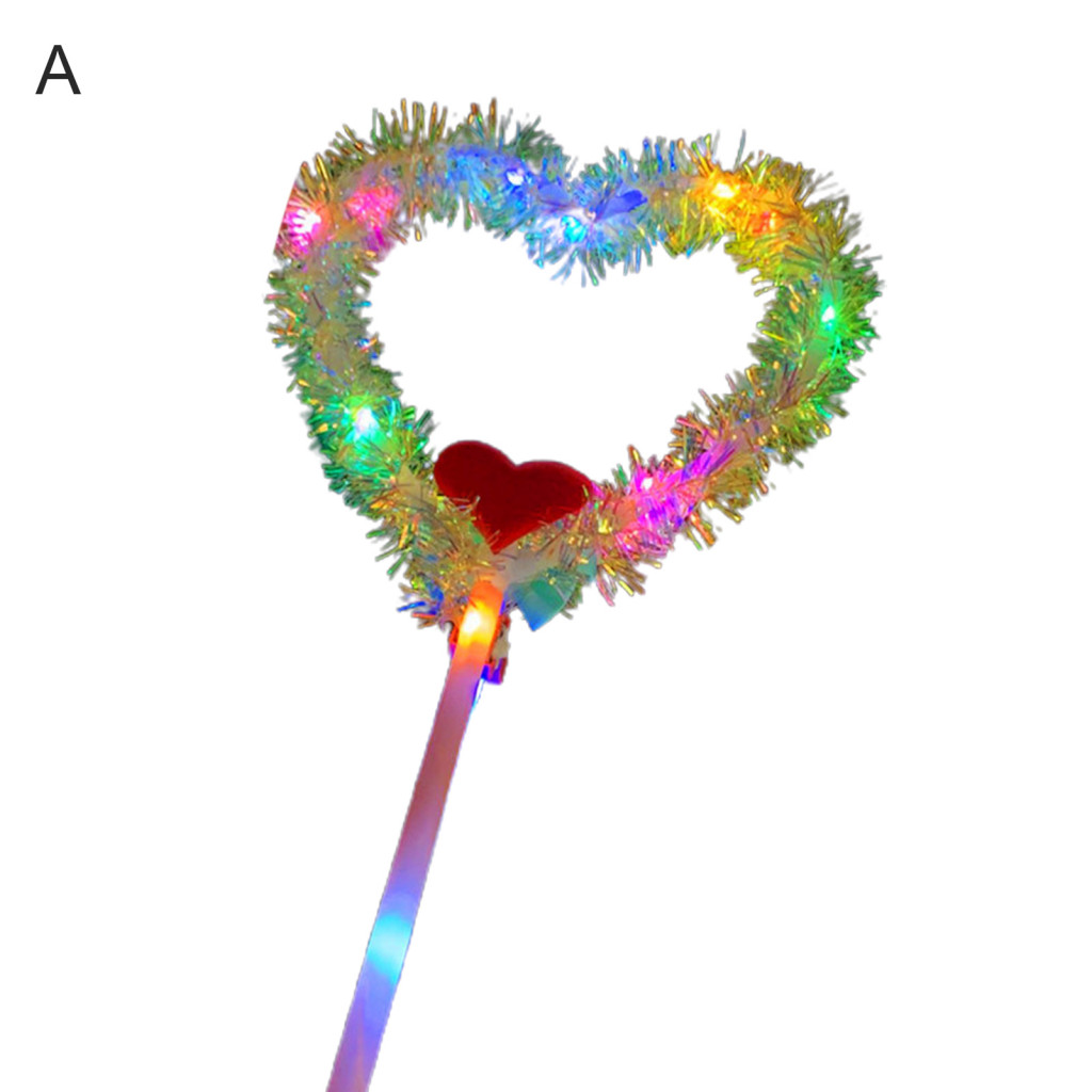 Love Heart Five-pointed Star LED Light Flashing Fairy Wand Glow Stick ...