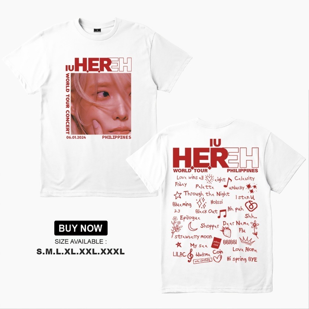 KPOP IU 2024 Tour Concert Oversized Men's T-shirt Baju HEREH